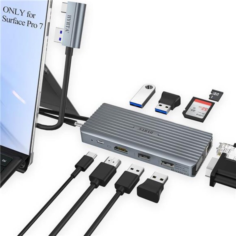 USB C Dock for Surface Pro 7, 11 in 2 Surface Pro 7 USB C Docking Station.